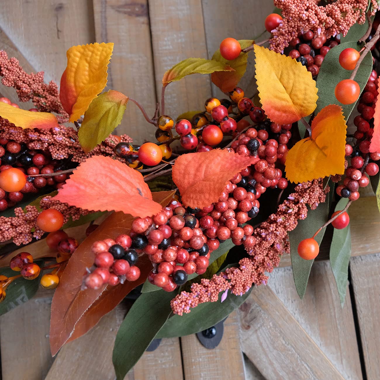 Bibelot Fall Wreath Artificial Pumpkin Wreath Green Leaves for Front Door Autumn Wreaths Farmhouse Home Office Wedding Party Wall Decor