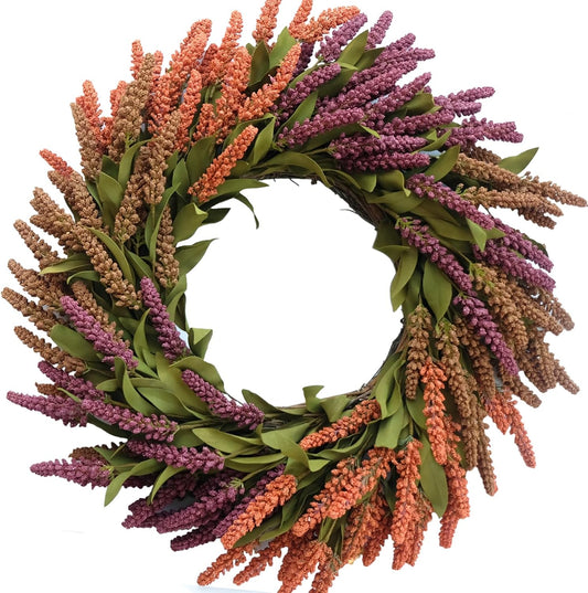 Bibelot 22" Fall Wreath, Wheat Autumn Wreaths for Front Door, Fall Grain Harvest Wreath for Thanksgiving, Farmhouse or Room Indoors, Outdoors